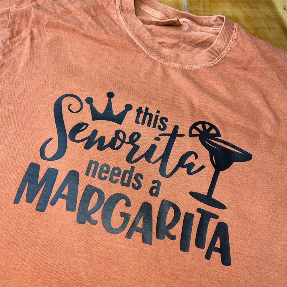 Orange Graphic Tee with Fun Margarita Print